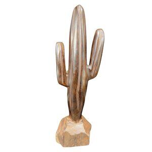 Vintage Hand Carved Ironwood Saguaro Cactus Sculpture Southwestern Decor Figure